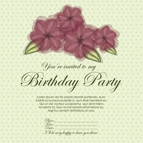 Virágos meghívó születésnapi — Stock Vector