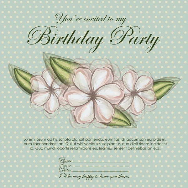 Floral invitation birthday — Stock Vector