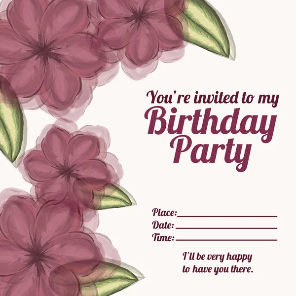 Floral uitnodiging verjaardag — Stockvector