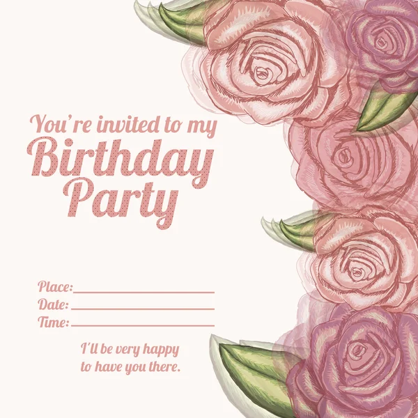 Троянди запрошення день народження — стоковий вектор