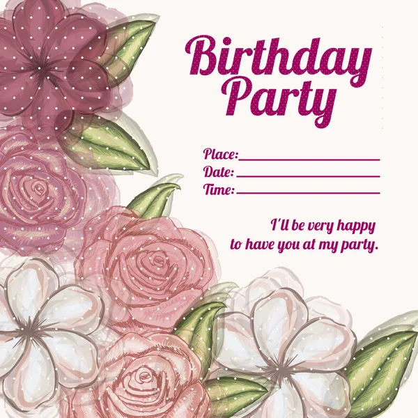 Rosas invitación cumpleaños — Vector de stock