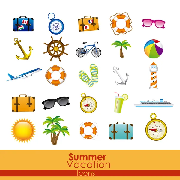 Summer vacation icons — Stock Vector