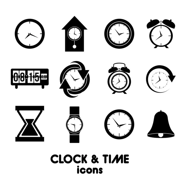 Iconos de reloj y tiempo — Archivo Imágenes Vectoriales