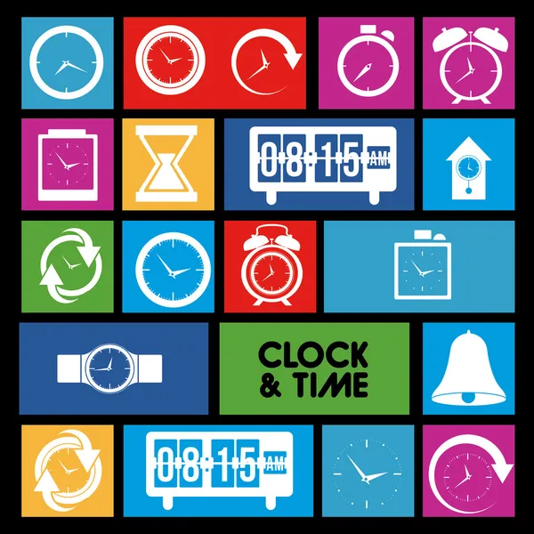 Iconos de reloj y tiempo — Archivo Imágenes Vectoriales