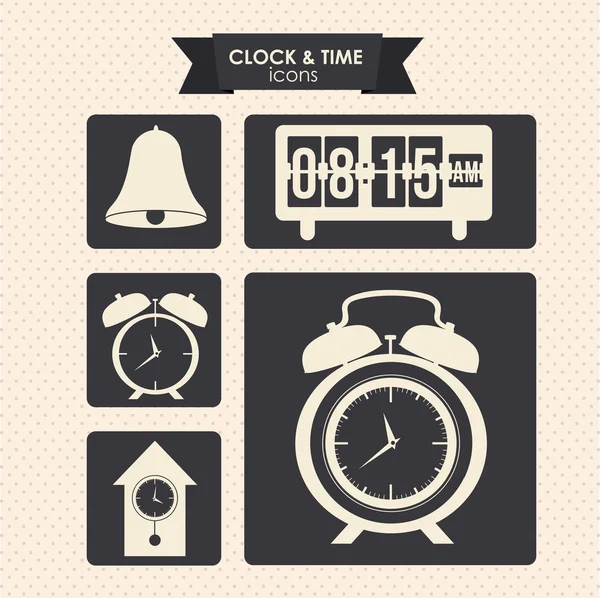 Clock and time icons — Stock Vector