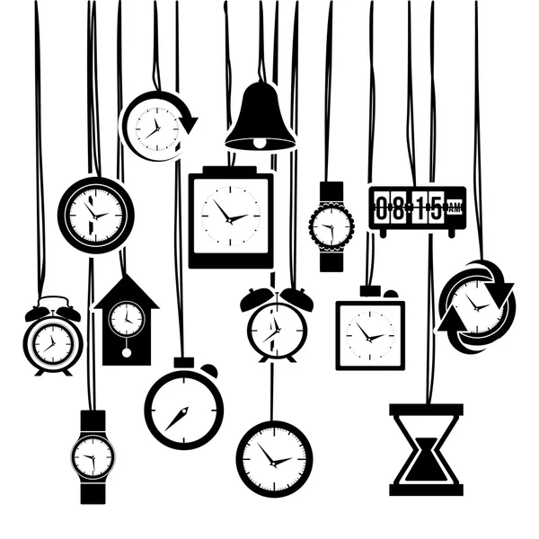 Iconos de reloj y tiempo — Vector de stock