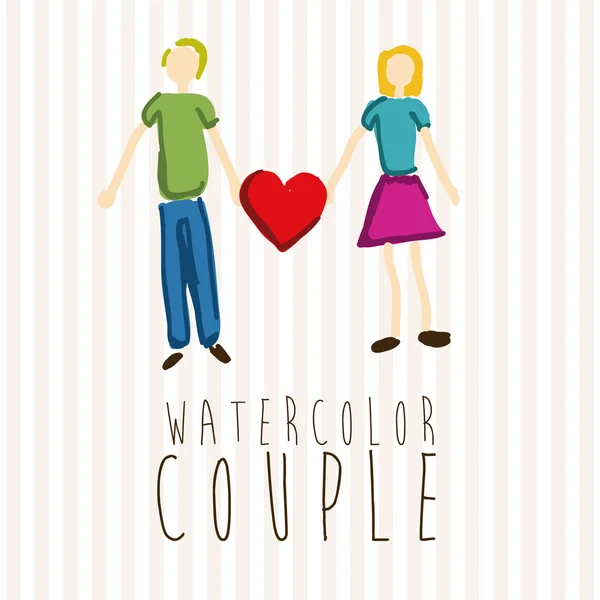 Pareja acuarela — Vector de stock