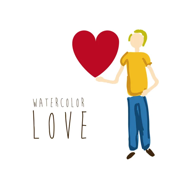 Amor acuarela — Vector de stock