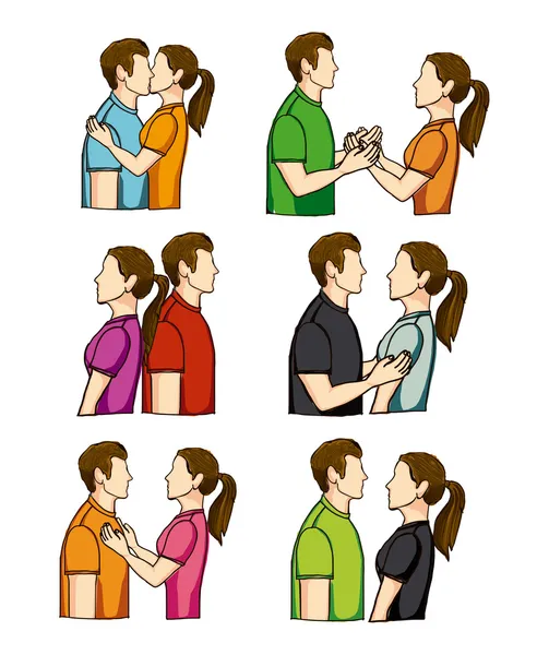 Pareja poses — Vector de stock