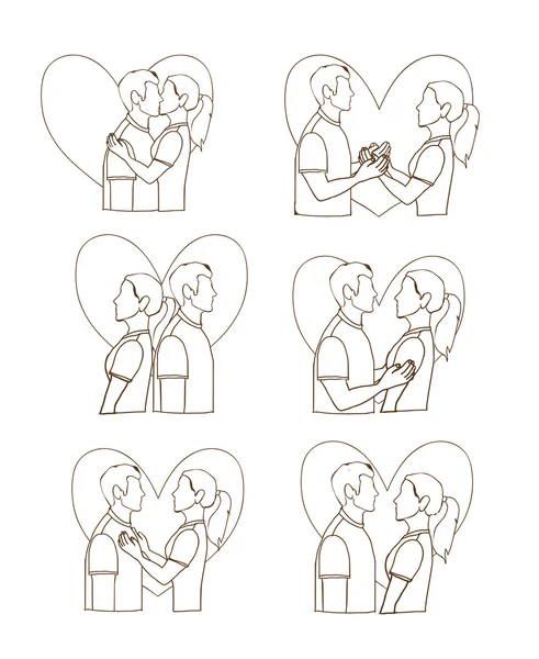 Pareja poses — Vector de stock