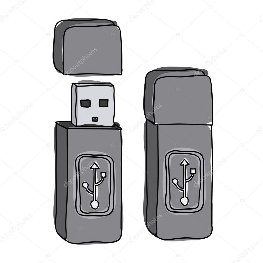 Pendrive Hand Drawn Outline Doodle Icon. Stock Vector - Illustration of  design, electronic: 139979137