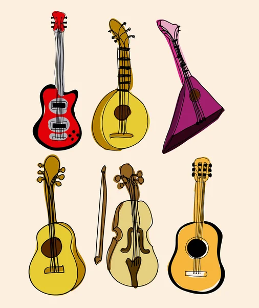 Iconos de guitarra — Vector de stock