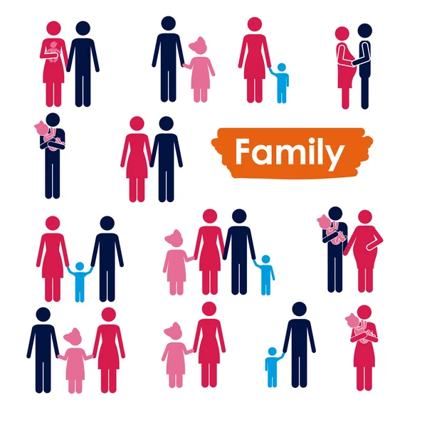 Icônes familiales — Image vectorielle