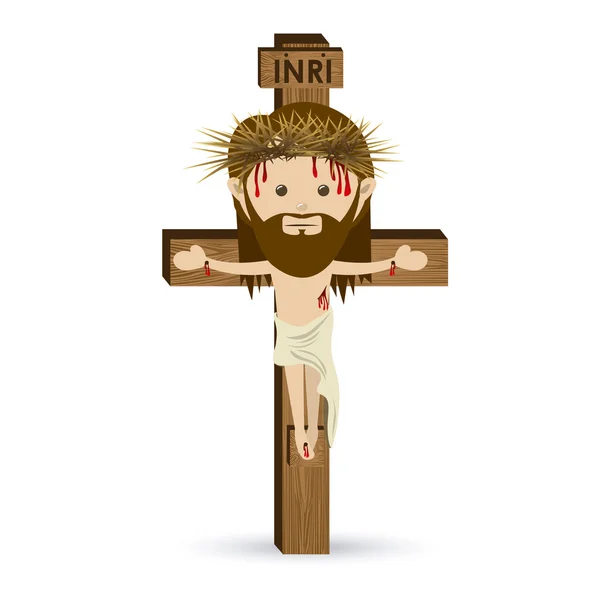 Cruz con jesucristo crucificado la historia bíblica de pascua o viernes  santo  Vector Premium