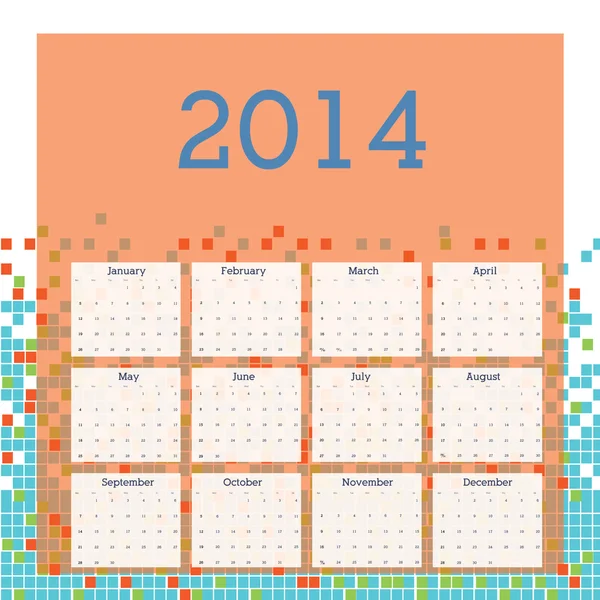 Calendário 2014 — Vetor de Stock