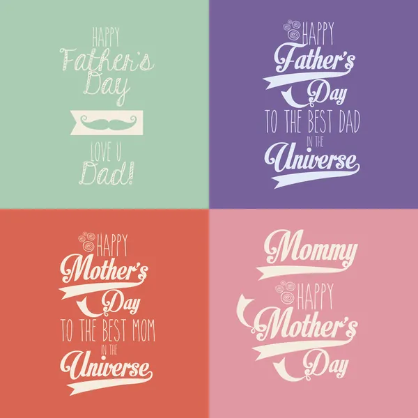 Feliz día de las madres y los padres — Vector de stock