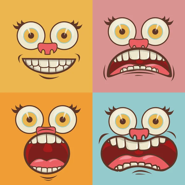 Caras de dibujos animados — Vector de stock