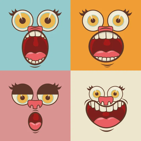 Caras de dibujos animados — Vector de stock