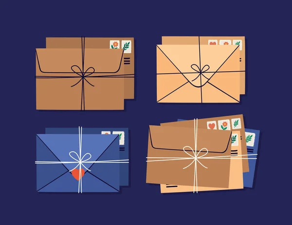 Beau paquet d'enveloppes — Image vectorielle