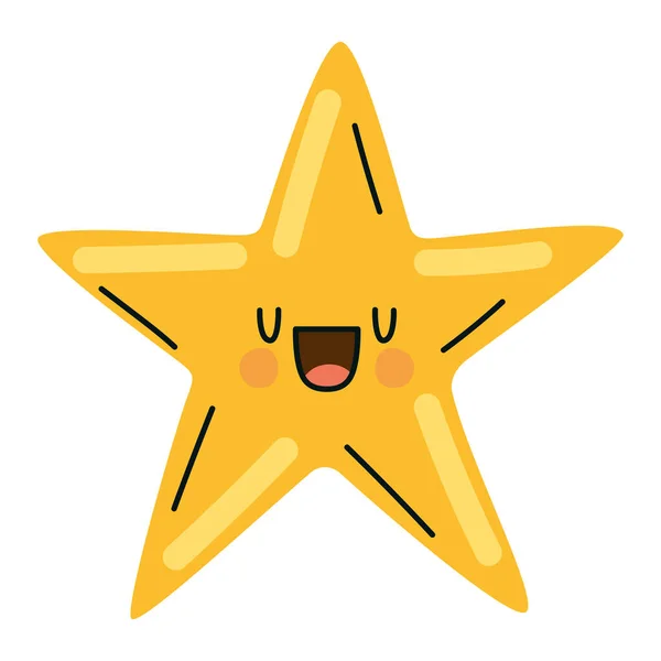 Estrella sonriente dorada — Vector de stock