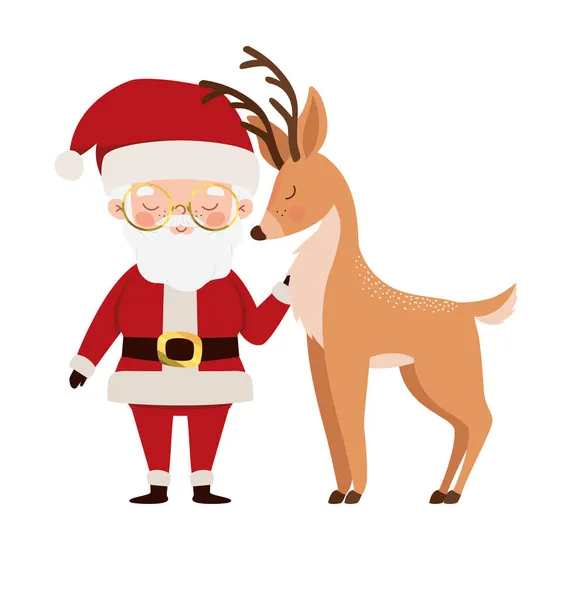 Santa and reindeer — Stock Vector