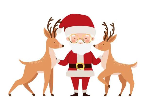 Santa with reindeer — Stock Vector