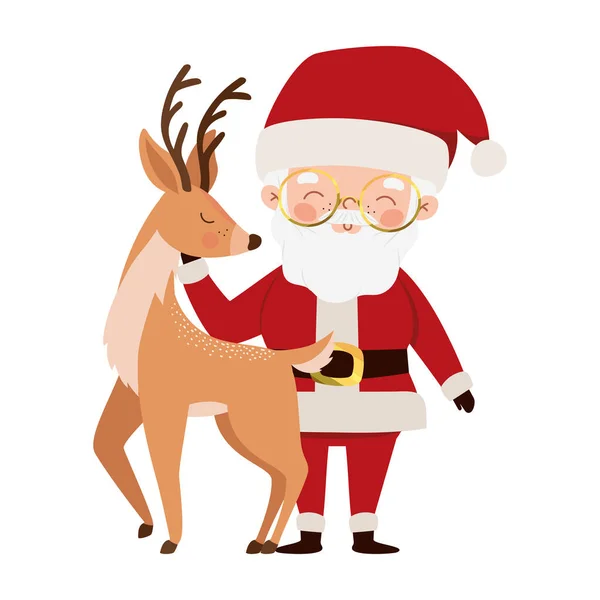 Renne avec le père Noël — Image vectorielle