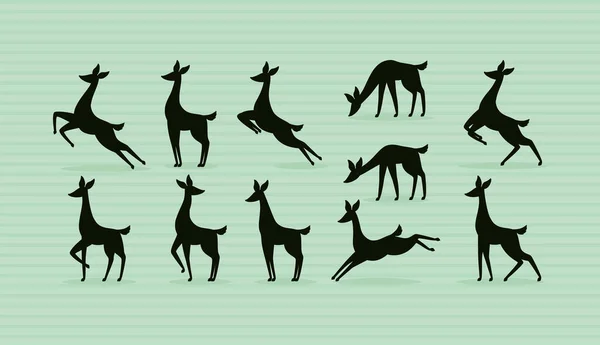 Onze cerfs silhouttes — Image vectorielle