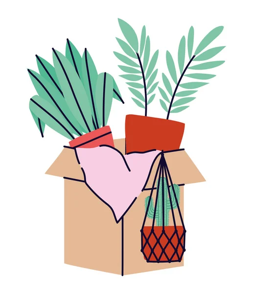 Boîte avec des plantes — Image vectorielle
