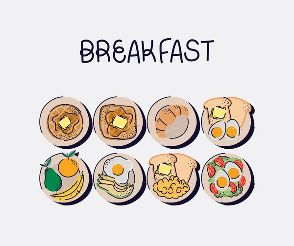 Schöne Frühstücksikonen — Stockvektor