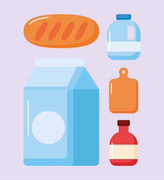 Cinco iconos de alimentos — Vector de stock