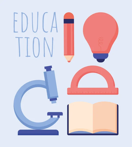 Cinq icônes de l'éducation — Image vectorielle