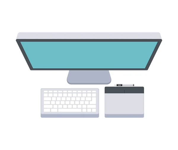 Desk computer design — Stock Vector