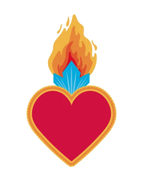 Heart with fire crown — Stock Vector