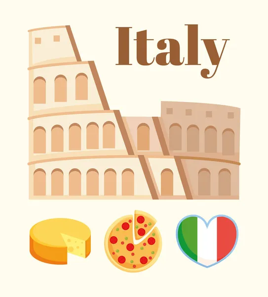 Vier Italië-items — Stockvector