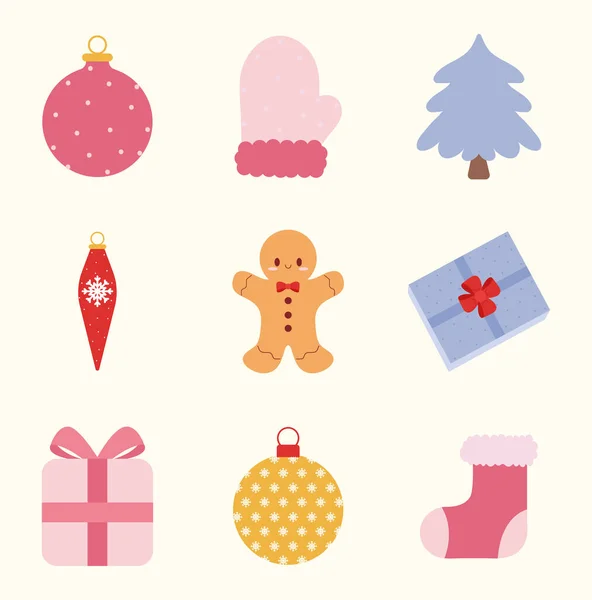 Neuf articles de Noël — Image vectorielle