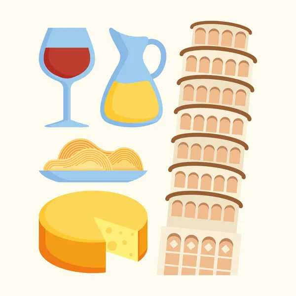 Five italy items — Stock Vector