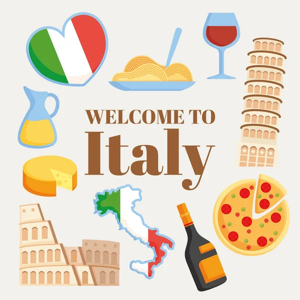 Bonito póster italia — Vector de stock