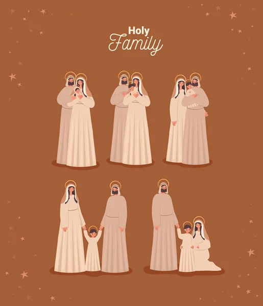 Five holy families — Stock Vector
