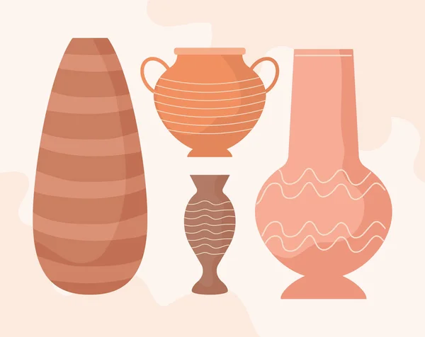 Quattro vasetti di ceramica — Vettoriale Stock