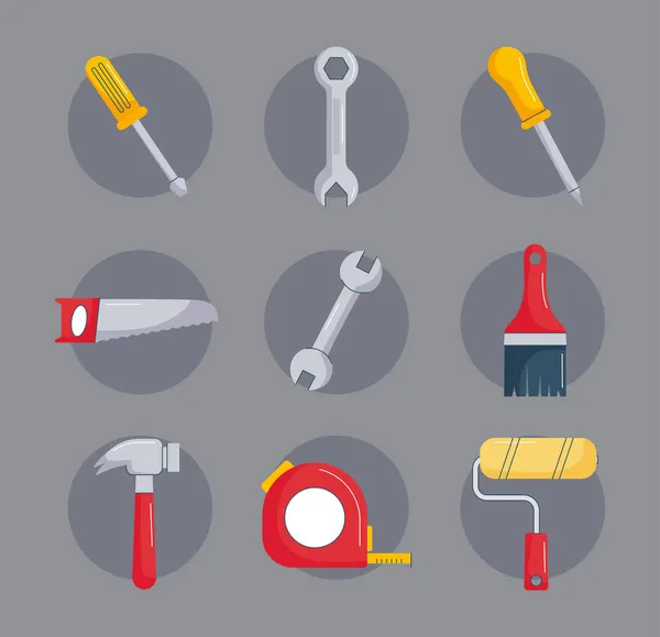 Nine repair tools — Stock Vector