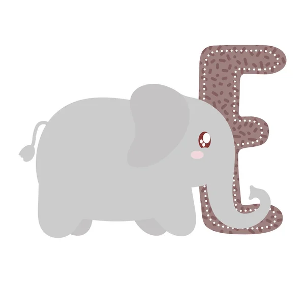 Buchstabe E mit Elefant — Stockvektor