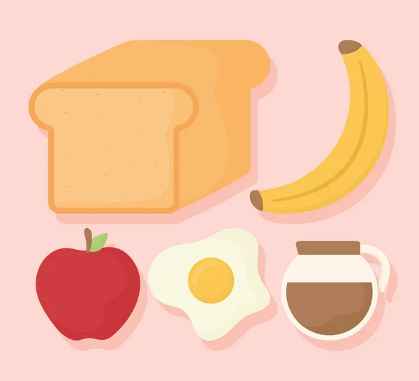 Cinq petits déjeuners matinaux — Image vectorielle