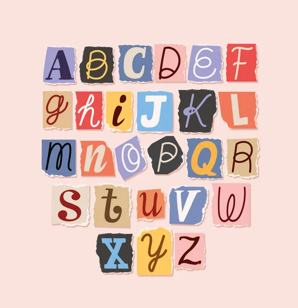 Fidye notu alfabe yazı tipi tasarımı — Stok Vektör