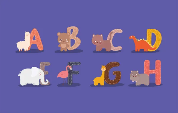 ABC ile hayvan — Stok Vektör