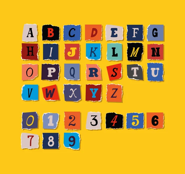 Ransom note alphabet font image — Stock Vector