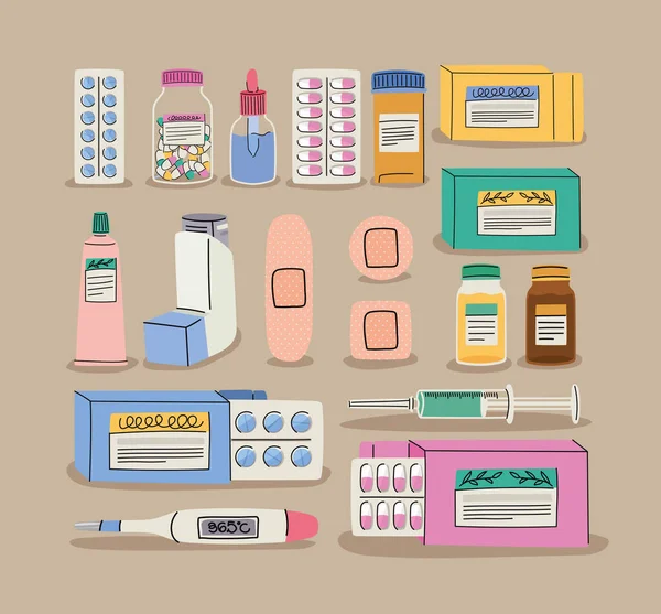 Artículos de medicina agradable — Vector de stock