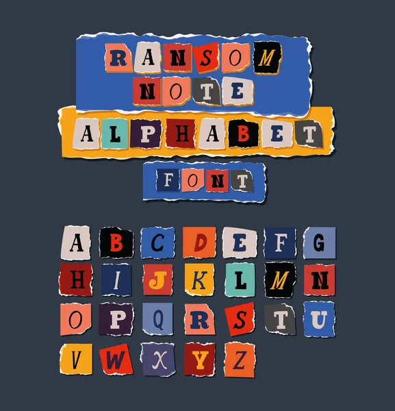 Rançon note alphabet police carte — Image vectorielle