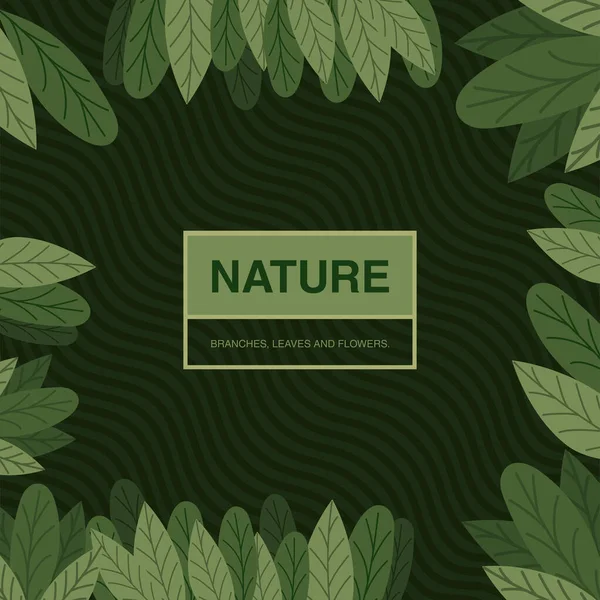 Tarjeta de naturaleza con hojas — Vector de stock