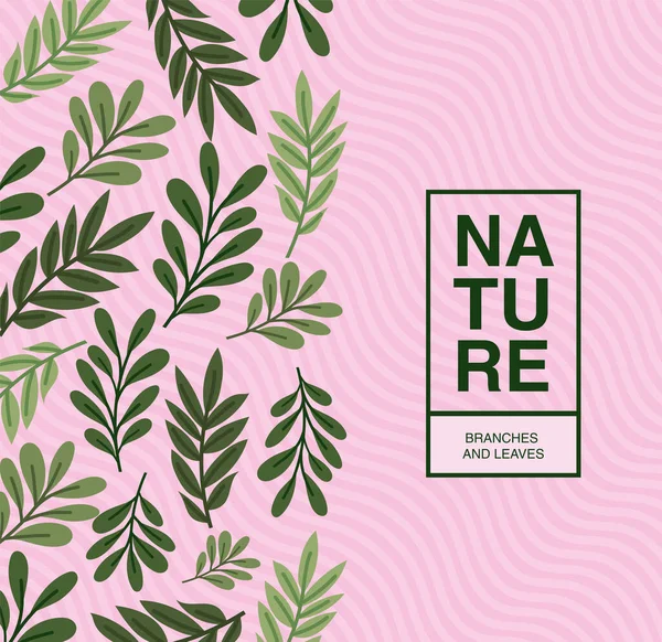 Poster natura con foglie — Vettoriale Stock